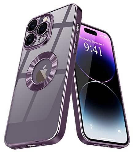 Pepmune Clear Case Kompatibel mit iPhone 14 Pro Max Hülle Transparent Silikon Handyhülle mit Kameraschutz Ultra Dünn Schutzhülle Bumper Cover für iPhone 14 Pro Max Lila