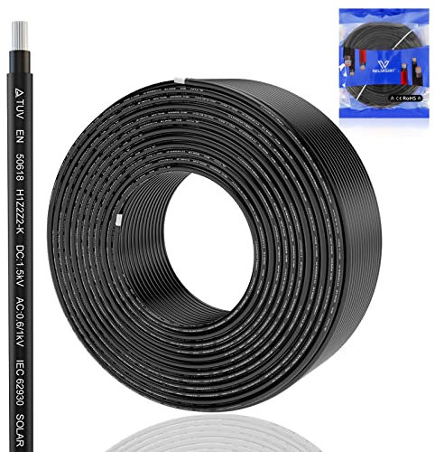 RELIAGINT Kit câble pour panneaux solaires 20 m – Connecteur en cuivre étainé résistant à l'intemperie, à la rouille et à l'oxydation – Câble solaire pour photovoltaïque 9 AWG (6 mm²) – Conducteurs