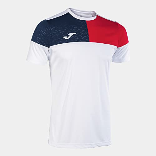 Joma Kurzarmshirt Mann Crew V Weiss rot Marineblau