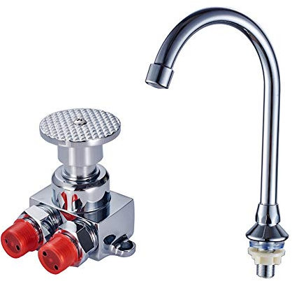 Mischbatterie Vertikal Krankenhaus Pedaltyp Wasserhahn Lebensmittelfabrik Gesundheit Fußventil Restaurant Küche Becken Labor Wasserhahn (Color : Foot valve+faucet)