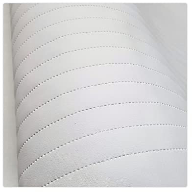 Kunstleder Meterware Stoffe zum Nähen Weiß Wasserdichte Polsterung (1 Stk- Breite: 140cm x Länge: 100cm) Polsterstoff Polster für Möbel Schuhe Handtaschen Steppung Streifen alle 2,5 cm