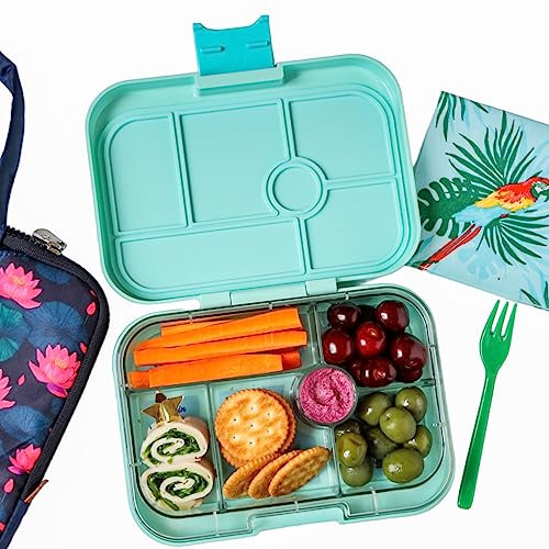 Yumbox Original M Lunchbox (Serene Aqua, Paris) - Brotdose 6 Fächer, mittelgroß | Bento Box für Kindergarten Kinder, Schule, Erwachsene, SAI202303P, Serene Aqua (Paris-tablett)