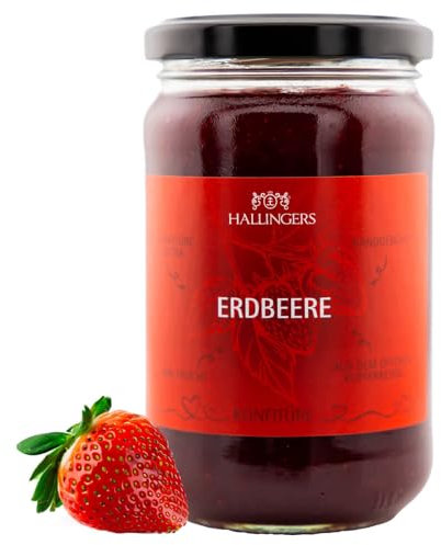 Hallingers Erdbeere - Handgerührte Konfitüre aus dem Kupferkessel (Glas) - Geschenk im Sommer & als perfektes Grillgeschenk | Genesung Ruhestand Freundschaft