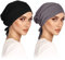 2er Pack Turban Damen Frauen Undercap Hijab Cap Unterschal Klassische Slouch Beanie Mütze Islamische Muslimische Mit Tie Back Solid Color Kopfbedeckung Chemo Kopftuch Schlafmütze