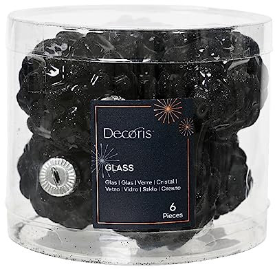 Christbaumschmuck Zapfen Glas 7cm x 6 Stück Weihnachtskugeln Christbaumkugeln Schwarz schwarz