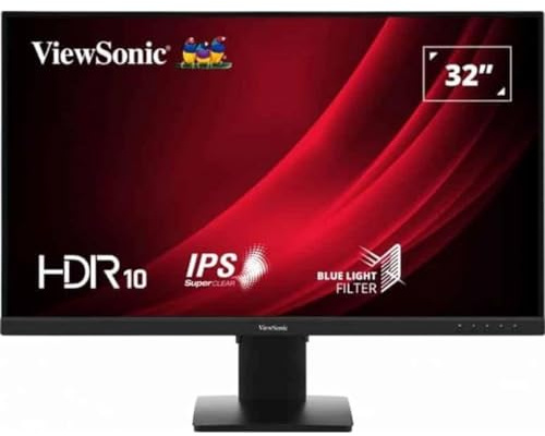 ViewSonic VG3209-4K, 32 Zoll 4K UHD (3840 x 2160) IPS 60Hz Ergonomischer Monitor mit HDR10, HDMI- und DisplayPort-Eingängen, Eye ProTech, 2 Watt Dual-Lautsprecher