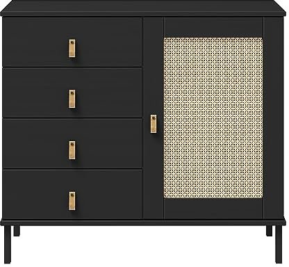 Woodroom Valenica - Sideboard Kiefer massiv lackiert 90x80x40 cm Kommode Schrank schwarz