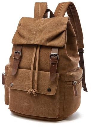 XINYASEE Hombres Mujeres Lienzo Impermeable Vintage Laptop Mochila Senderismo Bolsa de Viaje Unisex Retro Mochila Universitaria 15 Laptop Bolsa de Viaje Escuela Camping Lienzo (café)