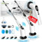 SZFIXEZ Brosse électrique rotative avec 3 vitesses et écran LED, brosse de nettoyage sans fil réglable et amovible, 9 têtes de brosse remplaçables pour carrelage, baignoire, salle de bain TD-8136