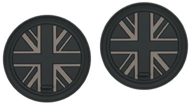 Black Union Jack UK Flag Style Soft Silicone Cup Holder Coasters compatible with MINI Cooper R55 R56 R57 R58 R59 73mm (Black)