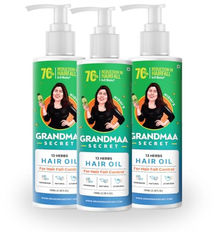 NIDHI'S GRANDMAA SECRET 13 erbe olio per capelli – Olio naturale per capelli fatto a mano con olio di cocco, foglie di curry e altro – Olio per il controllo della caduta dei capelli per capelli secchi