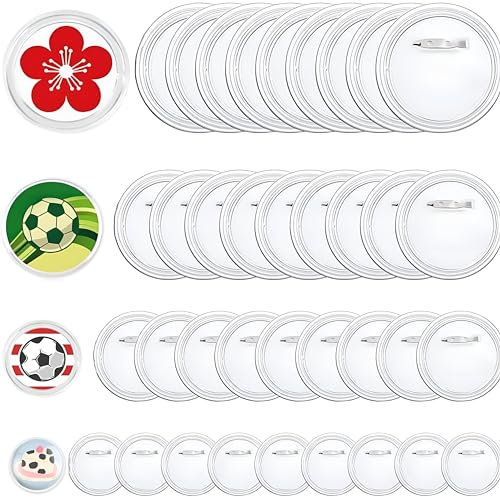 40 Stück Button Maker DIY Acryl, 25/37/44/58 mm Button Selber Machen Ohne Buttonmaschine Pin Abzeichen Klare Handwerk Blank Pin Buttons für Bild Foto für Bastelbedarf, Bild, Foto, Kleidung