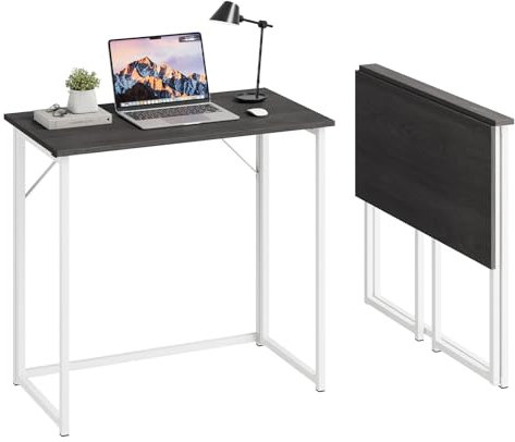 Dripex Table de Bureau Pliante Bureau Informatique Pliable Petit Table d'Ordinateur pour Bureau Domicile, Assemblage Simple, 80 x 46 x 74 cm - Chêne Noir