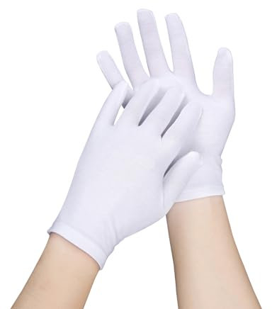 Donfri 5 Paar Baumwollhandschuhe Neurodermitis Arbeitshandschuhe Dünn Schutzhandschuhe Feuchtigkeitsspendende Handschuhe Weiß für Trockene Hände, Ekzeme, Schönheit