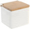 Space Home - Salero Grande Cuadrado Cerámico con Tapa - Azucarero - Bote para Sazonadores - Recipiente para Aliños o Especias - Blanco - Cerámica
