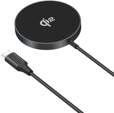 MMOBIEL Magnetic Wireless Charger 15W Qi2 Certified – Wireless Charging Pad for MagSafe iPhone and Samsung – Charging Station for AirPods and Galaxy Buds – Qi2 Fast Charger – Black