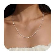 Adramata Perlenkette Damen - 18K Gold/Silber Perlen Choker Kette mit Süßwasserperlen - Damen Schmuck Geschenke