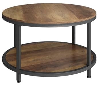 Vicco Couchtisch Ontario, Eiche/Schwarz, 80 x 46 cm Rund