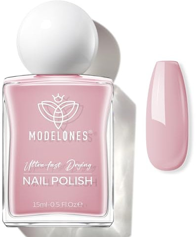 Modelones Quick Dry Nail Polish, Pink Shimmer Chrome Shine Fast Drying Nail Varnish, 15 ml Air Dry Nail Art DIY Home Salon Long Last Manicure Gift for Women 0.5 Fl Oz