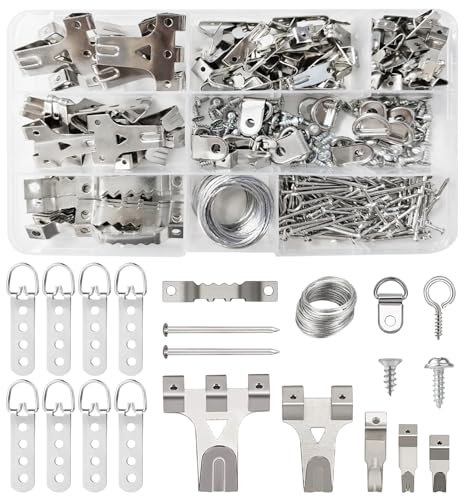 290 Stück Bilderhaken zum Schrauben Zackenaufhänger Bilderrahmen Aufhänger Bilderhaken zum Nageln Bilderhaken Bildaufhänger Leinwand Aufhänger Bilderrahmen Haken zum Aufhängen von Bilderrahmen