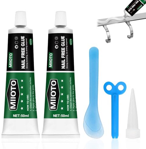 Miioto Colle Ni Clou Ni Vis, Colle Tout Matériaux, Ni Clou Ni Vis Extra Fort, Colle Ni Clou Ni Vis Extra Forte, Fixation Murale Avec Maintien Jusqu’à 3-6 Kg Qui Se Décolle Sans Abîmer-100g