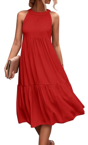 Robe Femme Chic Et Elegant, Robe Short Intégré Blanche Femme Bal De Promo Grande Taille Longue Boheme Dentelle Robe Champetre Rose Femme Fashion Vintage Années 50 Pin Up Bohème Short (Rouge,S)