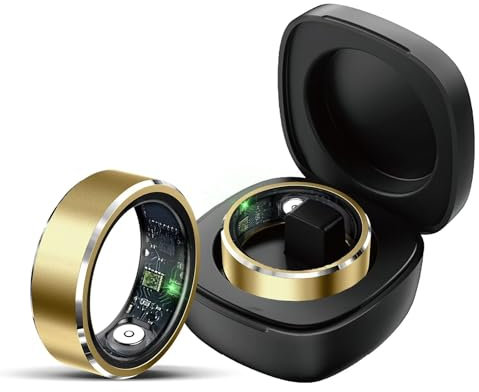 Smart Ring Android Smartringe für Herren Damen Fitness Tracker Ring Schrittzähler Schlaftracker Herzfrequenz Pulsmesser Sport Smartring Fitnessring IOS Fitnesstracker Gesundheitsring Gold Silber Rosa