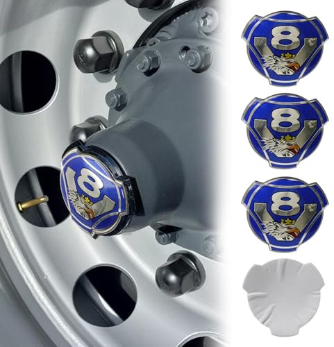4 Stück maßgefertigte Griffin V8 Aluminium-Dekorationsaufkleber passend für Scania LKW-Felgen Radkappen-Zentralabzeichen Emblem Aufkleber Abdeckung (blau)