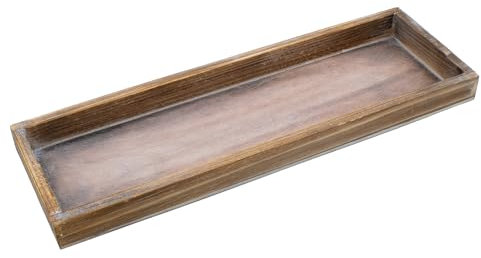 Vintage Holz Kerzentablett braun - 40 x 13 cm - Holz Dekotablett rechteckig - Tischdeko Servier Kerzen Brett Weihnachten