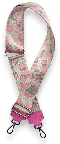 Ziona Taschengurt zum Wechseln Schultergurt für Taschen Schulterriemen für Umhängetasche verstellbarer Taschenriemen Silber Verschluss Made Italy (Pink#3)