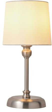Cordless Rechargeable Table Lamp 6000mAh Battery Operated Table Lamp Touch Bedside Lamps with Brightness Memory, LED Dimmable Bedroom Table Lamps for Living Room,Dinner -Nickel(Bulb included)