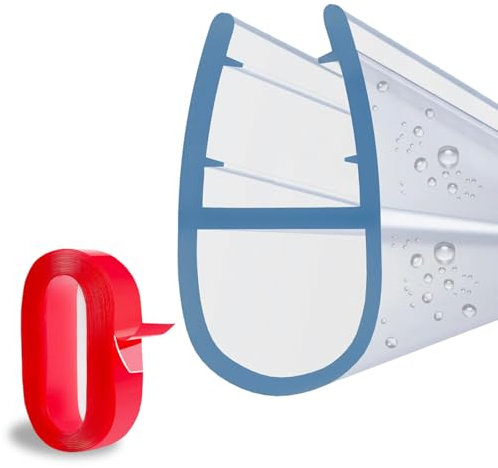 Goma para mampara de ducha | recambio goma mampara 90cm (L) | perfil plastico mampara modelo A | goma mampara ducha puerta | para mampara bañera de 6 a 8mm | Ajustable | PVC rígido | color cristal