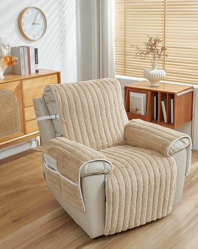 EBETA Relaxsesselhussen Liegesesselbezug Sesselbezug Sofa Armlehnenbezüge, Husse für Loungesessel Sesselschoner Sesselauflage, Schutzbezug Anti-Rutsch (Hellbraun)