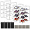 SHAIDOJIO 4PCS Acryl Sonnenbrillen Aufbewahrung mit Schubladen, Transparentes Stapelbar Brillen Aufbewahrungsbox mit 4 Brillenputztücher, 4 Brillenetui Weich für Brillen Uhren Kosmetika Schmuck