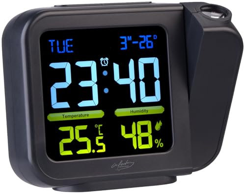 infactory Uhren: Projektions-Wecker mit VA-Farbdisplay, Hygro-/ Thermometer, USB (Digital-Uhr Wecker mit Projektion, Deckenprojektion, Kalender)