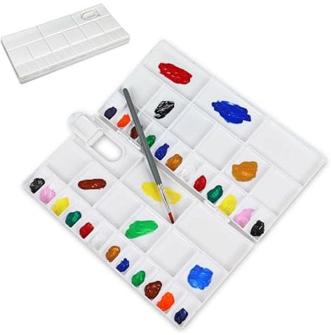 Liquidraw 41 Well Paint Palette, Large Folding Mixing Painting Palette Acrylic, Oil, Watercolour, Gouache for Artists, Students, Kids, DIY Craft, Drawing, Art Class, Tray for Adults, Beginners