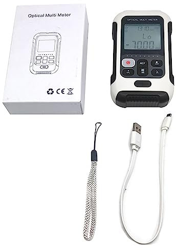 Optical -Leistungsmesser, Handheld Optical Multimeter mit 10 Wellenlängen (850-1650 nm), -50 Bis +26 DBm, USB -wiederaufladbar, SC/FC/ST für Glasfasertests, Netzwerkwartung,