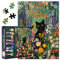 Puzzle 1000 Teile Erwachsene - Schwarze Katze & Blumen Thema Jigsaw Puzzle (27.5x19.7 Inch), Blühende Wildblume Herausfordernde Puzzles für Erwachsene, Familienspiel für Männer & Frauen