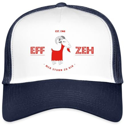 Spreadshirt Eff Zeh Geißbock Hennes Mer Stonn Zo Dir Köln Fanartikel Trucker Cap, One Size, Weiß/Navy