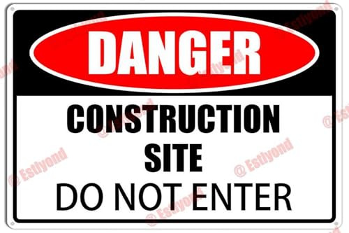 Aluminiumschild mit Aufschrift Construction Site Do Not Enter Caution Warning Notice, 30,5 x 40,6 cm