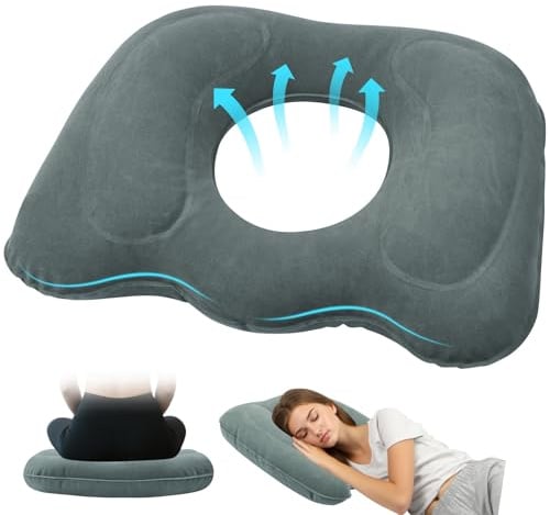 HAGOT Inflatable Donut Pillow, Inflatable Ring Donut Cushion for Bedsores, Hemorrhoids, Back Pain, Postpartum Pregnancy, Post-Surgical Pain