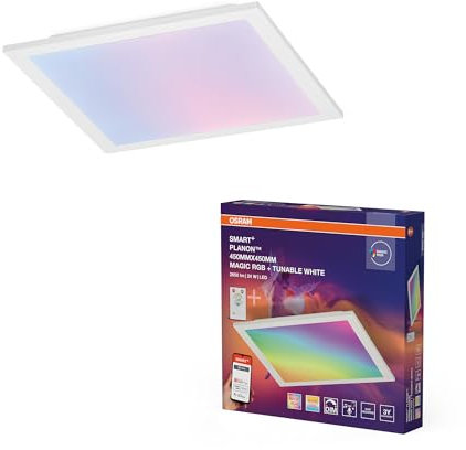 OSRAM SMART + WIFI PLANON MAGIC LED Panelleuchte, weiß, 24W, 2400lm, Weißlichtfunktion, dimmbar, dynamischer Magic-RGB Lichteffekt, lange Lebensdauer, App-steuerbar, einfache Montage, 2700-6500K
