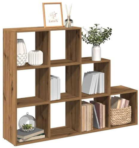 Owoxanthellate Treppen-Bücherregal 137,5 x 29 x 103,5 cm Artisan-Eiche 9 Würfelfächer bis 100 kg Modernes Design & hohe Stabilität Raumteiler-Regal für Wohnzimmer Büro und Flur