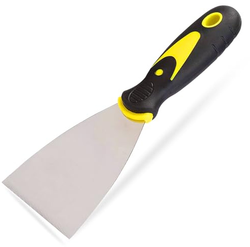 G4GADGET Wallpaper Scraper 3 Inch, Stainless Steel Paint & Putty Scraper with Soft Grip Handle, Heavy Duty DIY Scraper Tool for Wallpaper Steamer Removal, Drywall Filler, Glass/Window & Hob Cleaning
