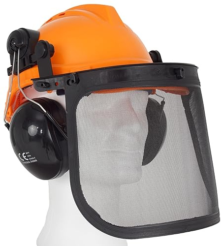 TRUTZHOLM Forsthelm Forstschutzhelm mit Visier und Gehörschutz Schutzhelm Größe verstellbar 50-66 cm Sicherheitshelm Sägehelm mit Netzvisier