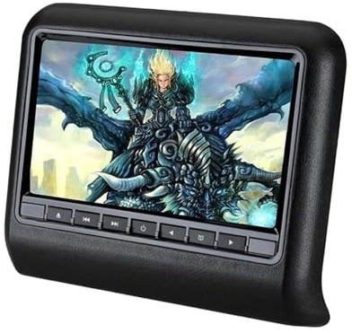 9 Zoll Auto Kopfstützenmonitor Rücksitz-Entertainmentsystem DVD-Video-Player AV-Display Unterstützung USB SD FM DVD 32 Spiel(Black)