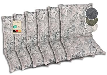 GO-DE Textil Bequeme und attraktive Polsterauflagen für Niederlehner-Gartenstühle (6er-Set, Blattmotiv groß Natur, Niederlehner)