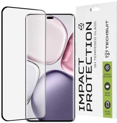 Techsuit Displayschutzfolie für Honor Magic7 Lite, Honor X9c Gehärtetes Glas mit 9H Härte, Vollständige Abdeckung, 3D Gebogene Kante, Stoßschutz, Anti Fingerabdruck, Blasenfrei, 111D Full Glue