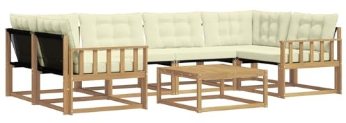 vidaXL Outdoor-Sofagarnitur 7 pcs Weiß und Creme 79 x 79 x 37 cm, Garten, modernes Outdoor-Sofa, gemütliches Möbel, langlebige Lounge, perfekte Terrasse-Sitzgruppe