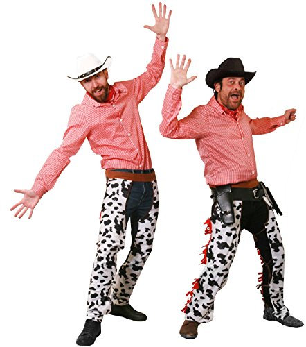 I LOVE FANCY DRESS LTD 2 COWBOYS KOSTÜME=2 HEMDE+2 BANDANGER+2 COWBOY CHAPS+1 WEIßER HUT+ 1 SCHWARZER HUT+1 PISTOLENGÜRTEL=S+S